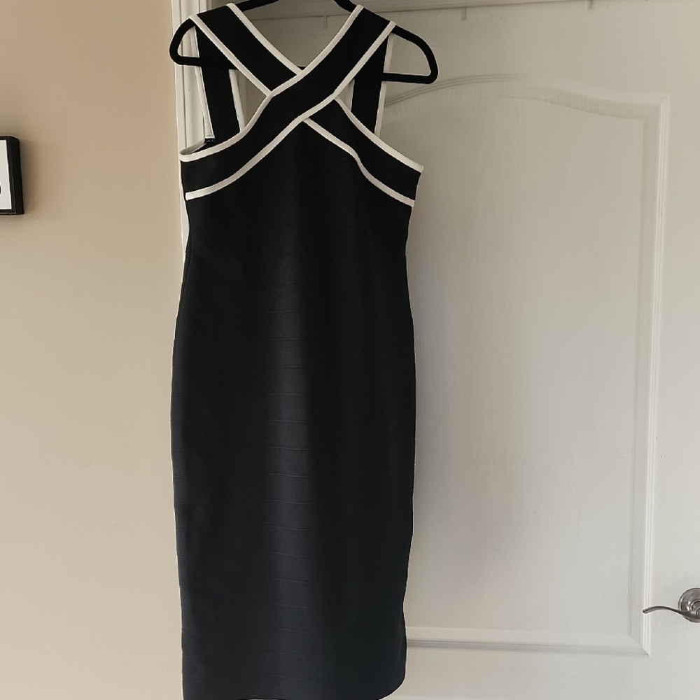 Chic Black and White Midi Dress
